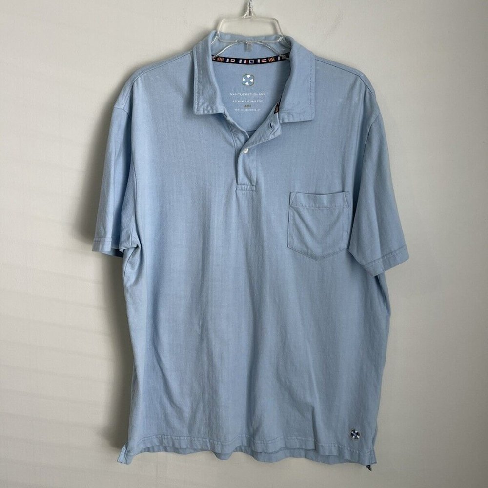 Castaway Clothing Nantucket Island Men's Blue Short Sleeve Polo